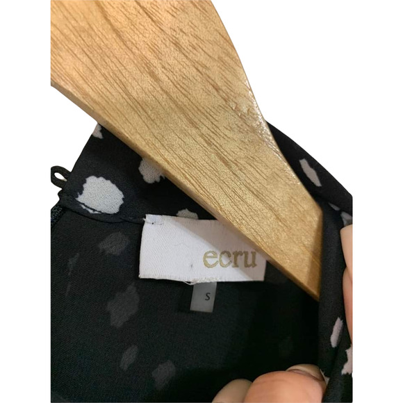 ecru Ross Mock Neck Long Sleeve Black White Spotted Blouse Size Small #3991WT - Picture 6 of 8